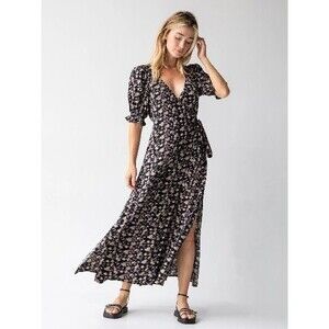 Natural Life Wrap Front Sophia Dress SZ XS Leaf Fall Peasant Boho Prairie Hippie